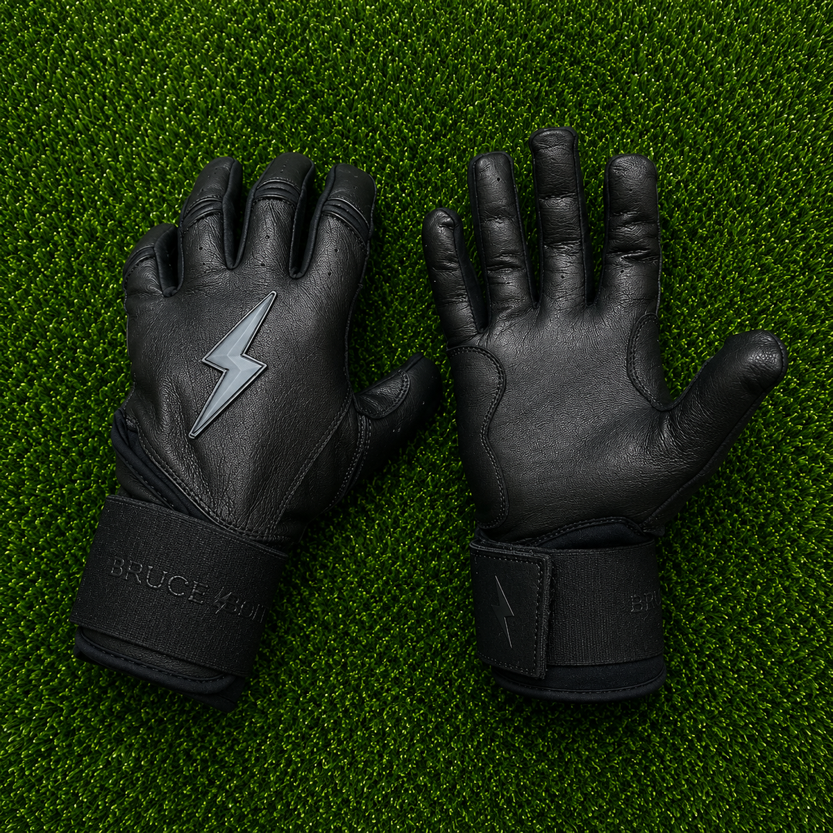 ⚡ Bruce Bolt Blackout Batting Gloves | Premium Leather | Pro Edition