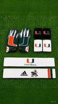 Miami Hurricanes Football Accessories Bundle | Gloves + Arm Sleeves + Wristbands