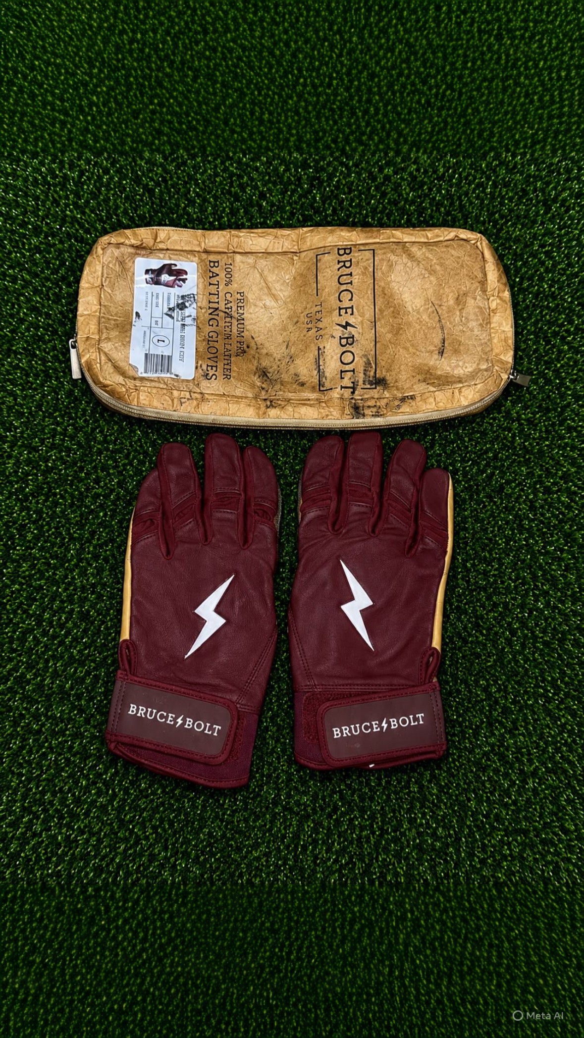 ⚡ Bruce Bolt Maroon Premium Batting Gloves + Original Carrying Case | Pro Series Leather